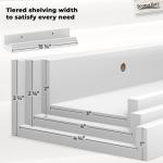 40 cm Schweberegale für die Wand, 3er-Set in Puderweiß, Moderner Rustikaler Stil, Wandmontierte Präsentationsregale, Bilderleisten