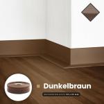 Zachte plint, 125 m (5 x 25 m), donkerbruin, 32 x 23 mm, pvc, zelfklevend, knikhoek plint, hoekprofiel, aansluitprofiel, vloerlijst, rubberen plint