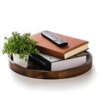 Decoratieve salontafel dienblad: bruin houten dienblad ronde rustieke houten dienbladen cirkel boerderij middelpunt kandelaar voor woondecoratie Ottomaanse toonbank display woonkam