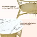 Moderne ronde salontafel, set van 2, ronde bijzettafelset, woonkamertafel met marmerfineer en goud, metalen frame, bijzettafel, salontafel, koffietafel voor woonkamer en slaapkamer