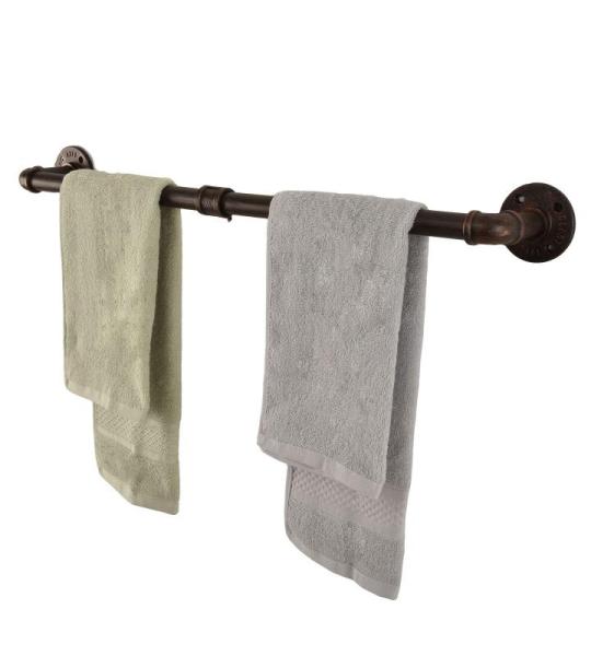Rohrhandtuch Bar Wand montiert Industriehandtuch Rack Halter Rustikale Heavy Duty Badezimmer Hardware (24 inch, Rote Bronze)
