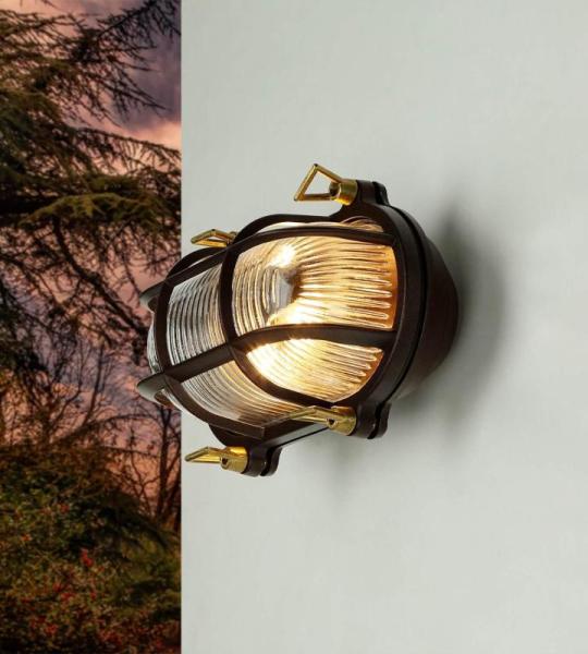 Buitenlamp Messing maritieme rimpel glas IP64 E27 roestvrij weerbestendig in Rostraun antieke wandlamp huis ingang tuin