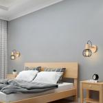 2 Stück Wandleuchte Vintage Industrial Wandlampen 135° Verstellbar Holz E27 Retro Metallkäfig Design Wandleuchte für Wohnzimmer Badezimmer Flur (Schwarz)