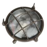 SERIFOS Buitenwandlamp messing glas in zwart antiek IP64 tuin balkon B: 21 cm E27 rustiek maritiem rooster ronde wandlamp Outdoor SERIFOS