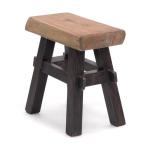 Rustieke houten kruk Vintage 40" | gerecycled hardhout, 43 x 45 x 27 cm (h x b x d) | kruk van massief hout, kruk | kleur: 04 zwart-natuur