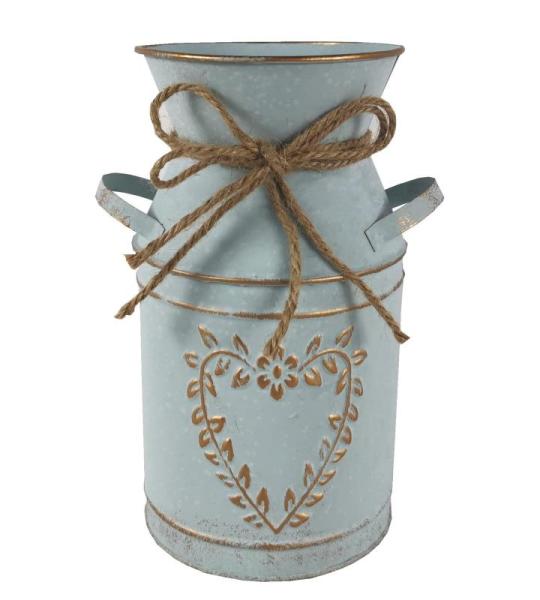 Vintage Blumenvase Herz Milchkanne, Eisen Blumentopf Shabby Deko, Rustikal Blumeneimer im Landhausstil für Garten Wohnzimmer Tischdeko 1Stück