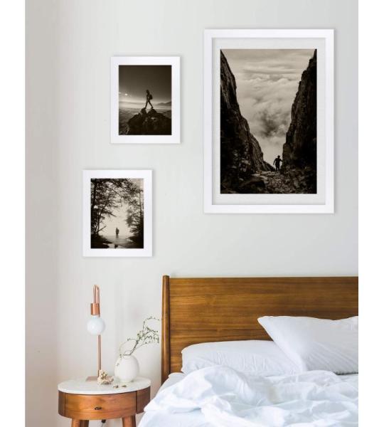 Monaco Fotolijst, 40 x 50 cm, wit hoogglans, fotolijst, metaallook, geborsteld aluminium, posterlijst, verwisselbare lijst