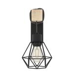 Wandlamp Townshend 5, vintage wandlamp in industrieel design, retro lamp van staal en hout, kleur zwart en bruin, fitting E27, FSC-gecertificeerd