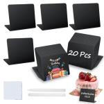 Set van 20 kleine krijt, kleine om te beschrijven, prijskaartjes, standaard in L-vorm, buffet met 2 pennen en 1 poetsdoek, leisteenbord voor gastronomie, buffet, café, bruiloft,