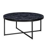 FineBuy Design salontafel Ø 80 cm marmerlook, woonkamertafel met metalen frame, ronde tafel woonkamer bijzettafel