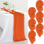 Tafelloper, 6 stuks, oranje, 55 x 300 cm, rustieke gaas, boho-tafelloper, kaasdoek, Cheesecloth, bruiloft, tafelkleed voor bruiloftsfeest, bruidsfeest, tafeldecoratie