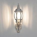 Brest Buitenwandlamp, glas, aluminium, in wit goud, IP44, voor tuin en balkon, hoogte: 54 cm, E27, landhuisdesign, rustieke wandlantaarn voor buiten
