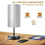 Touch Dimbaar bedlampje met oplaadfunctie, moderne led-tafellamp met USB-poort, E27 tafellamp zwart voor cadeau, slaapkamer, woonkamer, kantoor (incl. 6 W warmwitte ledlamp)