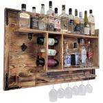 Houten rek om op te hangen - handgemaakt rustieke stijl muur bar flessenrek hout - wijnbaar rek cadeau voor mannen - houten 3D-afbeelding borrelbar
