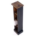 RUSTICALES houten cd-rek CD Tower | massief mahonie hout, 76x15,5x16cm (HxBxD) | houten plank met 4 vakken, cd-opslag | kleur: 04 zwart-natuur