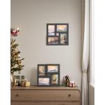 Fotolijst collage voor 4 foto's, 10 x 15 cm, wandmontage fotogalerij display, met glasplaat, zwarte houtnerf RPF25BK