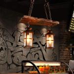 Hanglamp Vintage Hangende Verlichting Eetkamer Kroonluchter Binnen Retro Industriële Hangende Lamp Van Hout Metaal Glazen Lampenkap E27 Plafondverlichting Bar Hoogte Verstelbaar P