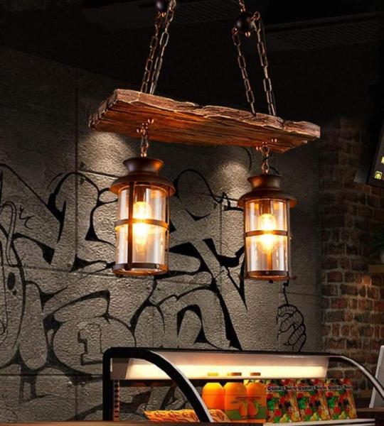 Hanglamp Vintage Hangende Verlichting Eetkamer Kroonluchter Binnen Retro Industriële Hangende Lamp Van Hout Metaal Glazen Lampenkap E27 Plafondverlichting Bar Hoogte Verstelbaar P