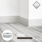 Zachte plint, 75 m (3 x 25 m), grijs, 32 x 23 mm, pvc, zelfklevend, knikhoek plint, hoekprofiel, aansluitprofiel, vloerlijst, rubberen plint