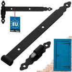 Loadband met blokken, 400 mm, gepoedercoat staal, deurband met kogellagers, scharnier, zwart, links en rechts, laadbanden, deurband, houten deur, tuindeurband