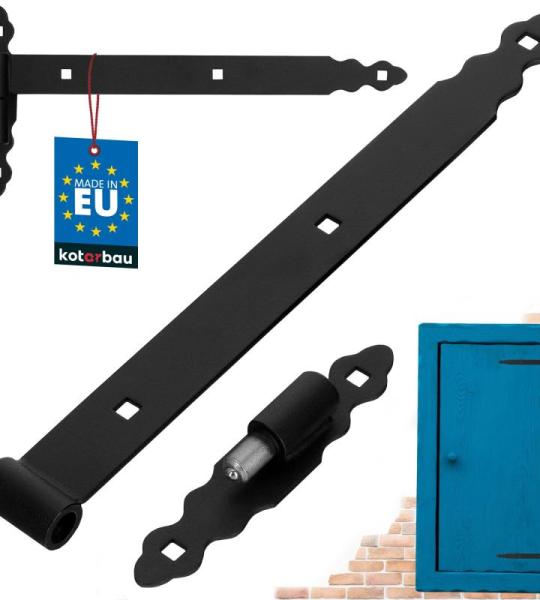Loadband met blokken, 400 mm, gepoedercoat staal, deurband met kogellagers, scharnier, zwart, links en rechts, laadbanden, deurband, houten deur, tuindeurband