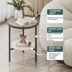 Mid Century Moderner Couchtisch mit 2 Etagen und Ablage, runder Beistelltisch aus Metall für kleine Räume im Wohnzimmer, Schlafzimmer oder Schlafsaal