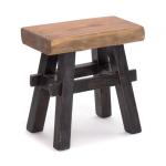 Rustieke houten kruk Vintage 40" | gerecycled hardhout, 43 x 45 x 27 cm (h x b x d) | kruk van massief hout, kruk | kleur: 04 zwart-natuur