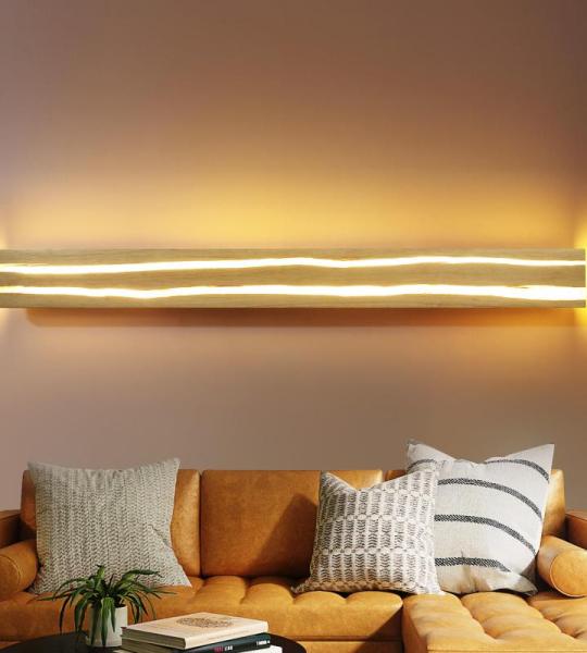 Wandlamp led-wandlamp, hout, 16 W, voor binnen, 100 cm, warmwit, trappenhuislamp, modern design, slaapkamerlamp, wandverlichting voor woonkamer, slaapkamer, hal, trappenhuis