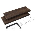 Rustieke zwevende houten wandplanken 60 cm met beugels voor woonkamer, slaapkamer, badkamer, keuken, thuis, kantoor, 2 stuks