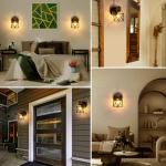Vintage industriële wandlampen, 360° draaibare houten binnenwandlamp, kooiwandlampen, E27, metaal, zwart, voor hal slaapkamer
