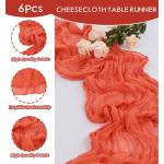Tafelloper, 6 stuks, oranje, 55 x 300 cm, rustieke gaas, boho-tafelloper, kaasdoek, Cheesecloth, bruiloft, tafelkleed voor bruiloftsfeest, bruidsfeest, tafeldecoratie