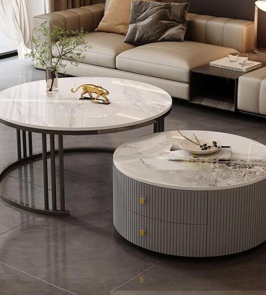 Couchtische, modern, Blau, 2er-Set, mit großem Stauraum für Wohnzimmer, Schlafzimmer, Büro, Balkon, Wohnung, einfache Wartung, 60 x 34 cm + 80 x 45 cm