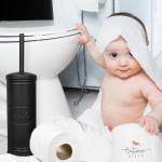 Toiletpot borstel en houder, overdekte badkamer toiletborstel voor moderne boerderij badkamer decor, staande rustieke toiletpot borstel met houder, badkamer decor sets, gegalvanise