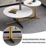 Stijlvolle Moderne Zwarte Marmer Look Nesting Salontafels Set met Goud Metalen Frame voor Woonkamer of Home Decor