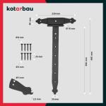 Kruishangen, 400 mm, vouwband, scharnier, band, plaat, bouwbeslag, poortbeslag, houtverbinding, werphanging, T-scharnier, T-band, gepoedercoat