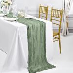 6 Stück salbeigrüne Seihtuch-Tischläufer, rustikale salbeigrüne Tischdecke, Gaze-Tischläufer 90x 300cm Käsetuch Boho-Tischläufer für Hochzeit