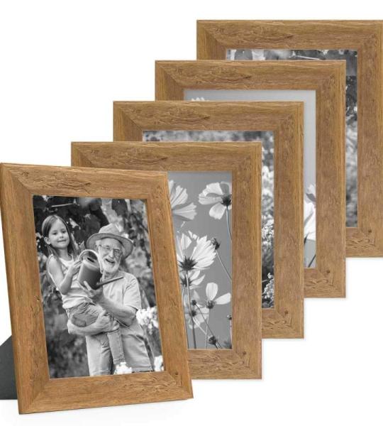 Fotolijst, 15 x 20 cm, hout, wit, set van 5 echt houten frame, rustiek, strandhuis, Made in Germany, echt glas, om op te hangen en neer te zetten, extra accessoires - drijfhoutlook