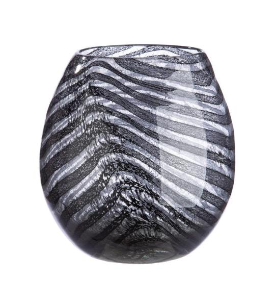 Casablanca Vaas, bloemenvaas, grijs, zwart, van glas, decoratie voor woonkamer, cadeau voor vrouwen, verjaardag, Moederdag, hoogte 17 cm