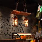 Hanglamp Industriële Vintage Metalen Kroonluchter Houten Vintage 2 Hoofden Industriële Stijl Vintage Retro Rustieke Vintage Industriële Edison Plafondlamp Lineaire Kroonluchter 