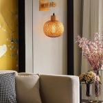 2 stuks vintage boho wandlampen, 16 RGB dimbare vintage bedlampjes, rotan bamboe lampenkap, wandbevestiging, leeslamp, rustiek touw, wandlamp, E27 voor slaapkamer, woonkamer, hal (