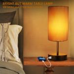 Set van 2 bedlampjes, touch dimbaar, E27 tafellamp met 2 USB-oplaadfunctie, 3-weg dimbare tafellamp zwart met kap voor cadeau slaapkamer kantoor, incl. 6 W warm wit