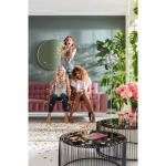 Design salontafel Wire set van 2, zwart, 63/53 cm diameter, bijzettafel, nachtkastje, stalen frame, tafelblad van veiligheidsglas, woonkamer, rond, 34 x 70 x 70 cm (h x b x d)