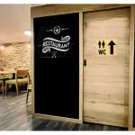 Toiletbordset voor dames en heren, weerbestendig, toiletbord, deurbordje, foliebord, D = 148 mm, rustiek hout, 2 wc-brillen voor dames en heren + pijl recht hout