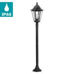 Buitenstaande lamp Navedo, 1-lichts buitenlamp, staande lamp van gegoten aluminium en glas, kleur: zwart, zilver-patina, fitting: E27, H: 120 cm, IP44