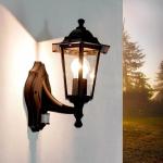 Buiten wandlamp met bewegingsmelder aluminium glas zwart IP44 terras D:23 cm E27 lantaarn nostalgische sensor wandlamp PARIS