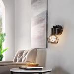 Plafondspot, industrieel design, kooi, van metaal, 350 graden, plafondlamp, spot, draaibaar, E14, plafondlamp, binnenverlichting voor slaapkamer, hal, woonkamer, keuken, zwart, 1 s