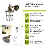 Buitenwandlamp IP64 donker messing antiek E27 glas echt messing maritiem wandlamp buiten terras tuin