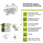 Wandlamp buiten wit van messing ribbelglas IP64 roestvrij E27 B: 21 cm maritiem buitenlamp wandlamp huis binnenplaats tuin
