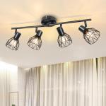 E14 Plafondspot 2 Lampen, e14 led vintage Spot light 350 ° Draaibare plafondspot, Metalen LED plafondlamp zwart voor Binnen Hal Woonkamer Winkel Slaapkamer keuken