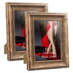 Rustieke fotolijst 13 x 18 cm, set van 2, wand- en tafelfotolijst, bruin